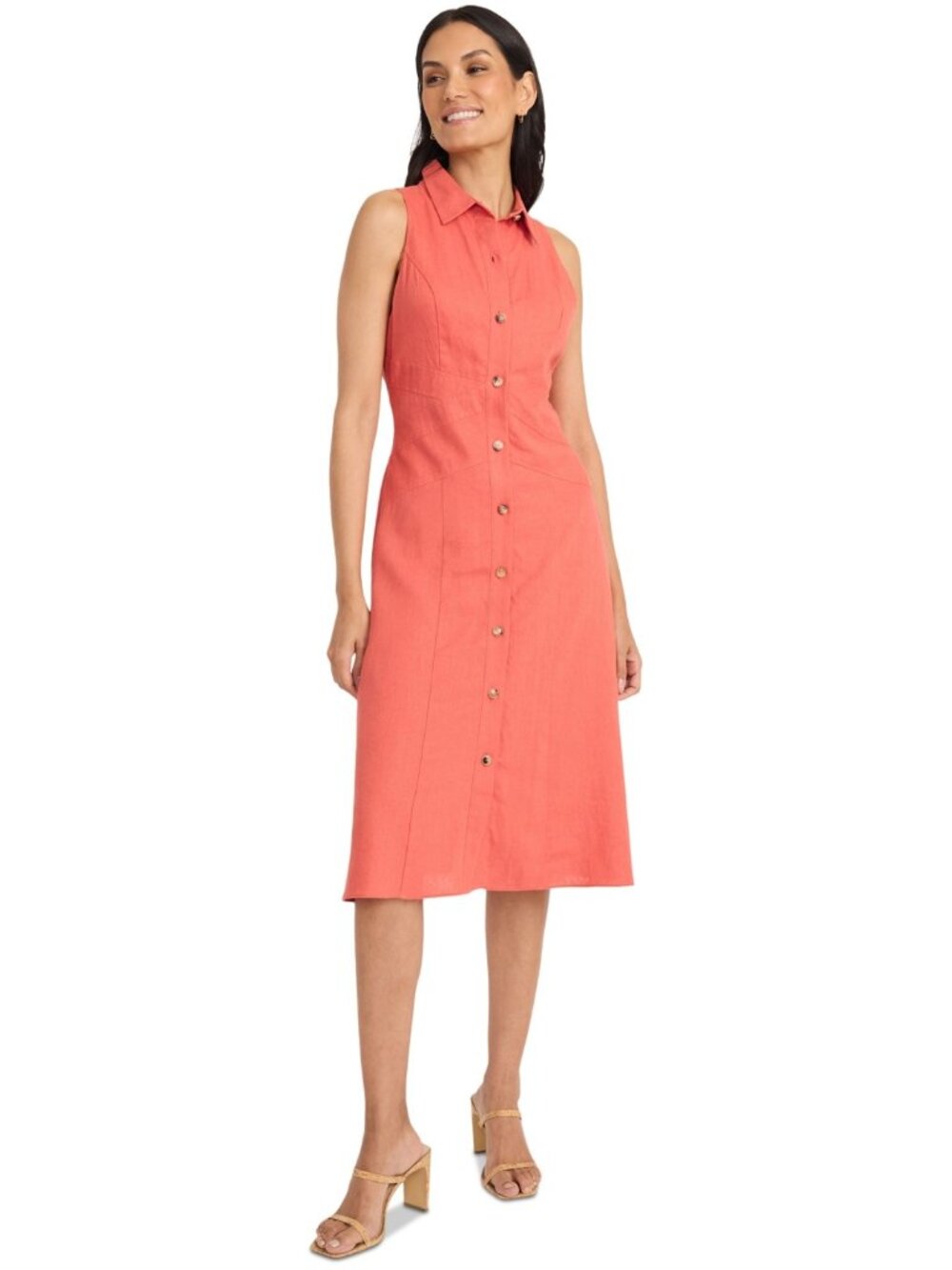 Maggy London Women's Collared Sleeveless Button-Front Dress Size 10